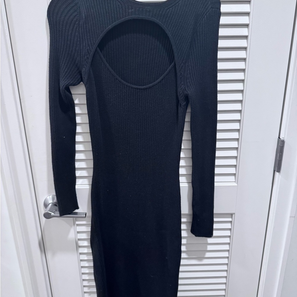 Abercrombie & Fitch Black Bodycon Long Sleeve Asymmetrical Dress